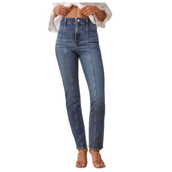 REFORMATION Amie Seamed High Waist Skinny Jeans in Wash Anguilla Size US 24 - Picture 1 of 8